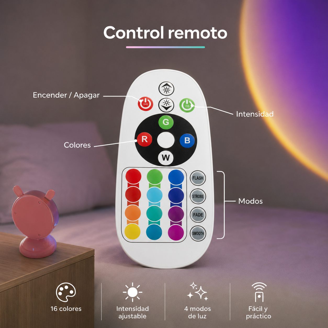 Lámpara LED Conejito Sunset USB Multicolor