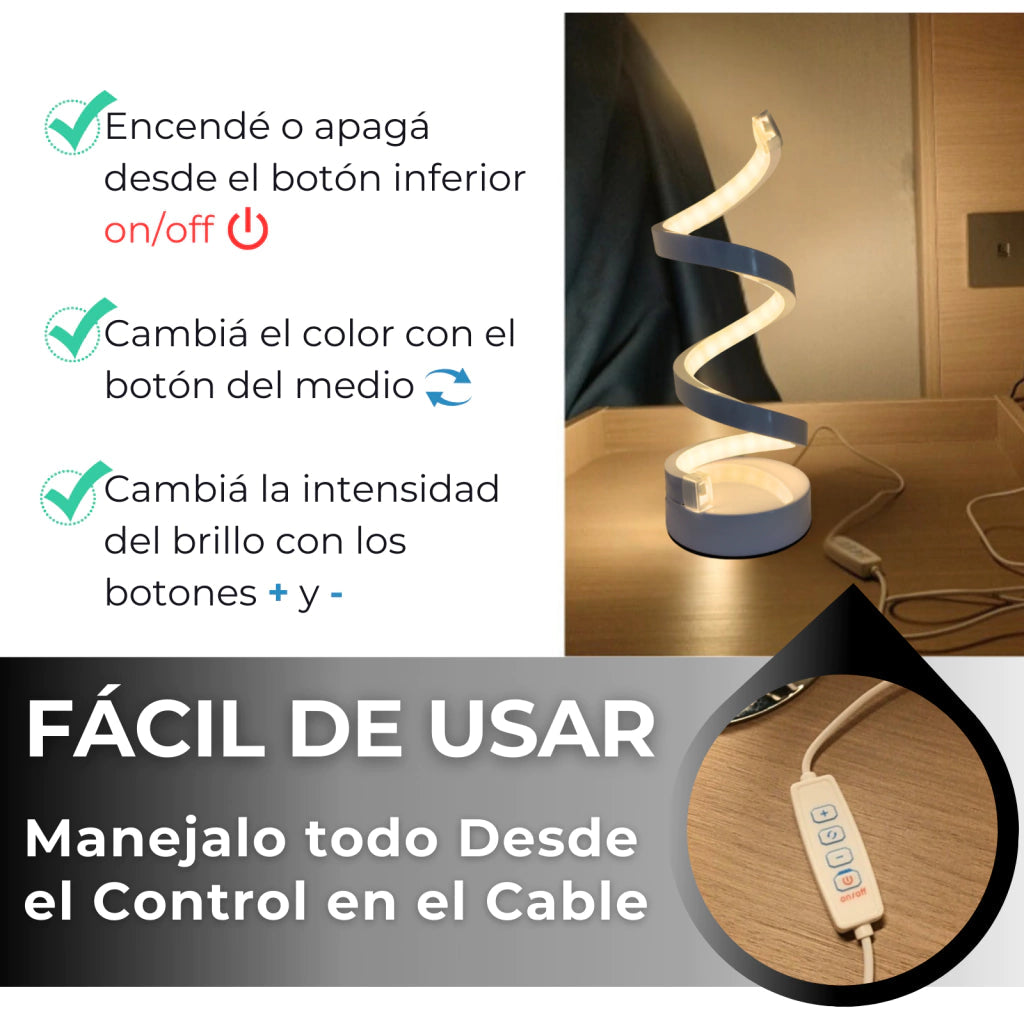 Lámpara LED Espiral Regulable USB